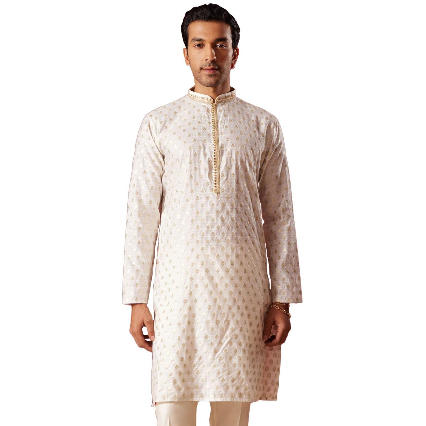 VASTRAMAY Men's Cream Silk Blend Kurta - L_VASMK286CR_40