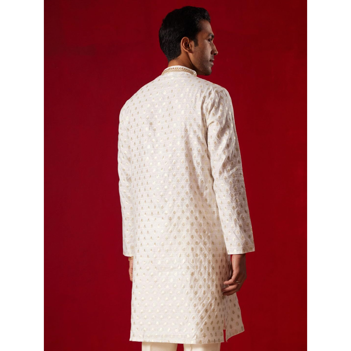 VASTRAMAY Men's Cream Silk Blend Kurta - L_VASMK286CR_40