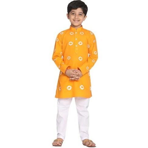 VASTRAMAY Boys' Orange And White Kurta Pyjama Set_VASBK130ORnPCWH_36