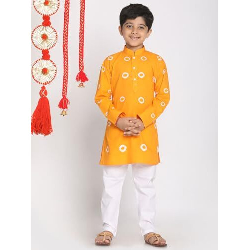 VASTRAMAY Boys' Orange And White Kurta Pyjama Set_VASBK130ORnPCWH_36