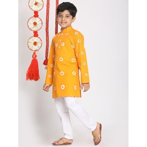 VASTRAMAY Boys' Orange And White Kurta Pyjama Set_VASBK130ORnPCWH_36