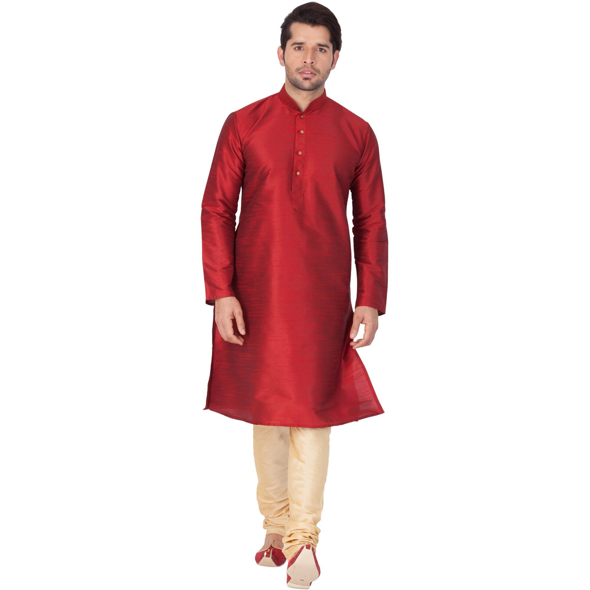 VASTRAMAY VM Mens Silk Blend Maroon Kurta Pyjama Set - Classic Ethnic Attire for Timeless Style and Cultural Celebrations_VASMKMA001nPGO_40
