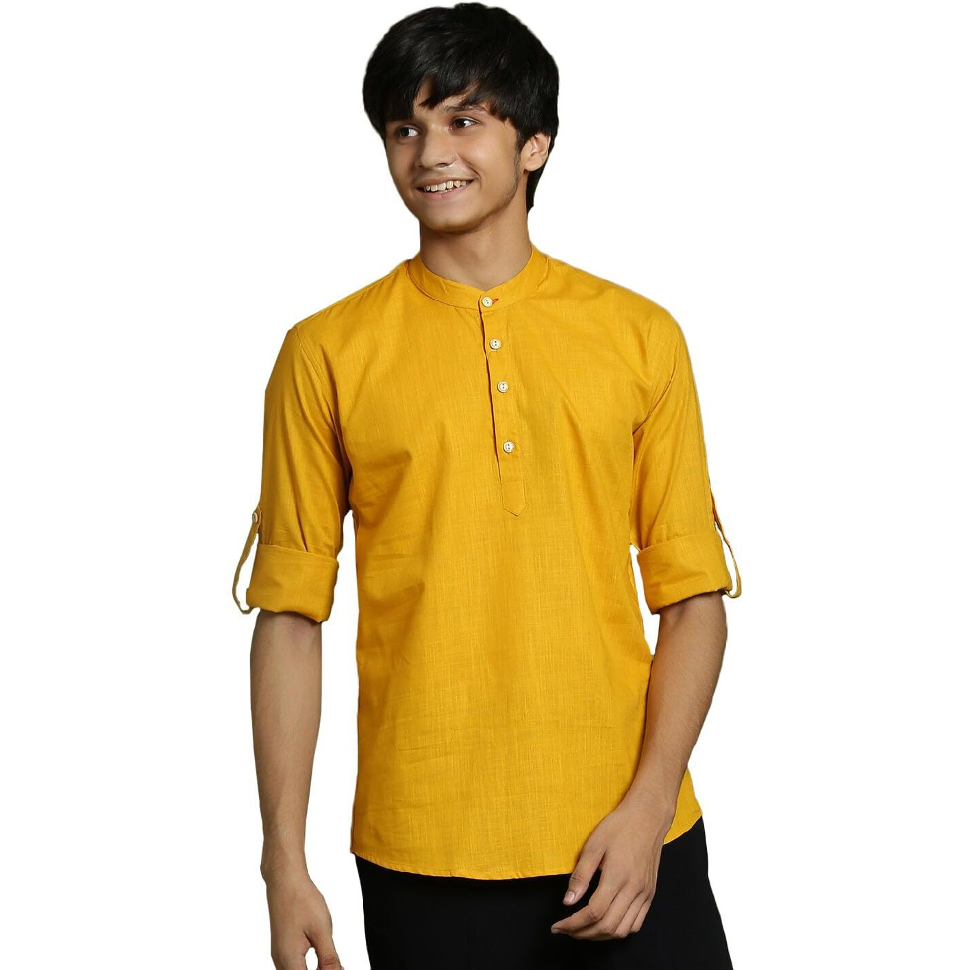 VASTRAMAY YUVA Boys' Mustard Short Kurta_VYUVBXK015MD_36L