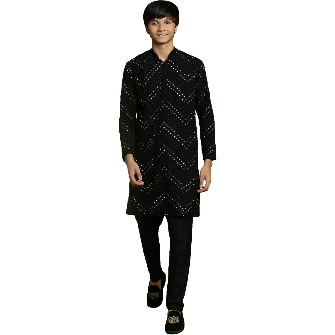 VASTRAMAY YUVA Boys' Black Kurta Pyjama Set_VYUVBK133BLnVPBL_36L