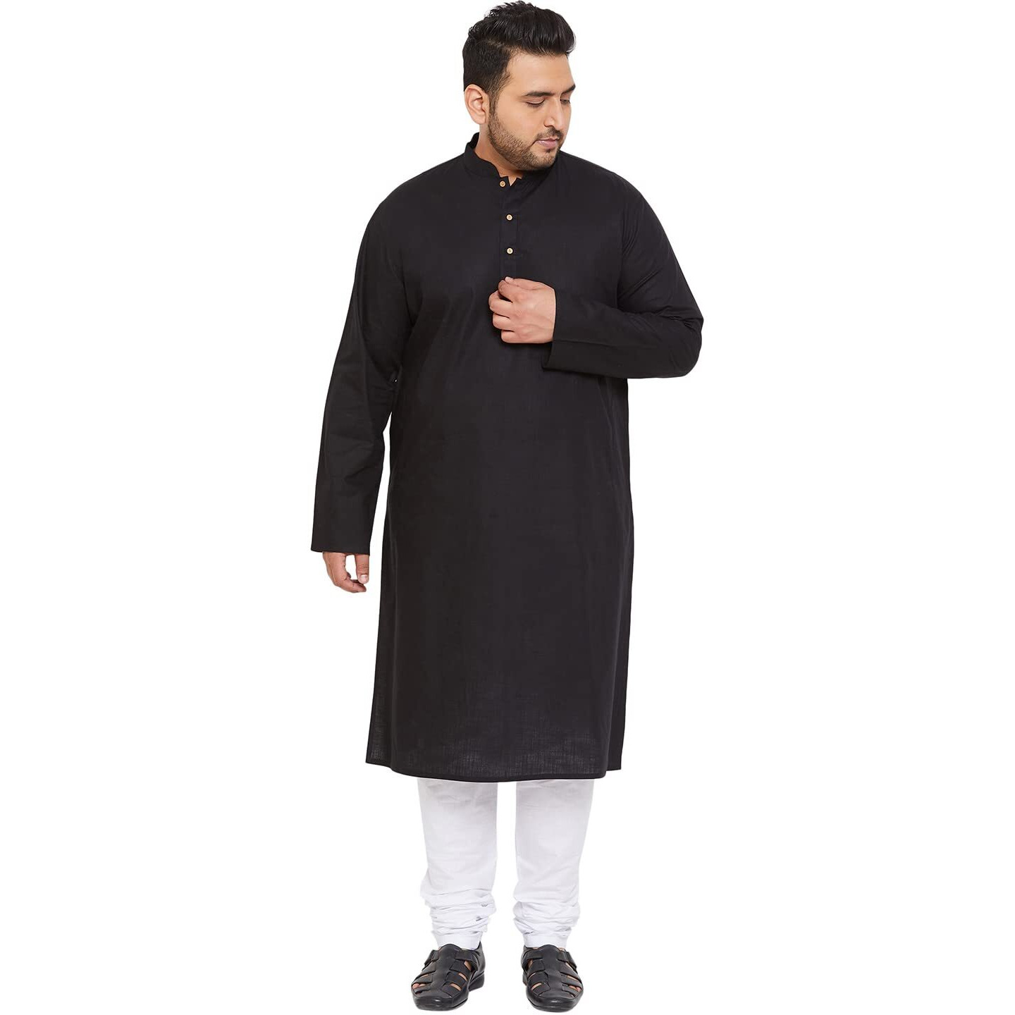 VASTRAMAY Plus Size Men's Aqua Blue Silk Blend Kurta (VPlus SizeMK001AQ_44)