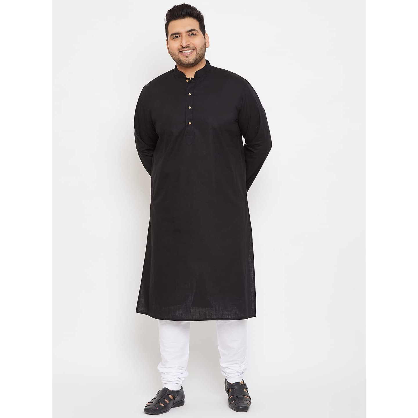 VASTRAMAY Plus Size Men's Aqua Blue Silk Blend Kurta (VPlus SizeMK001AQ_44)