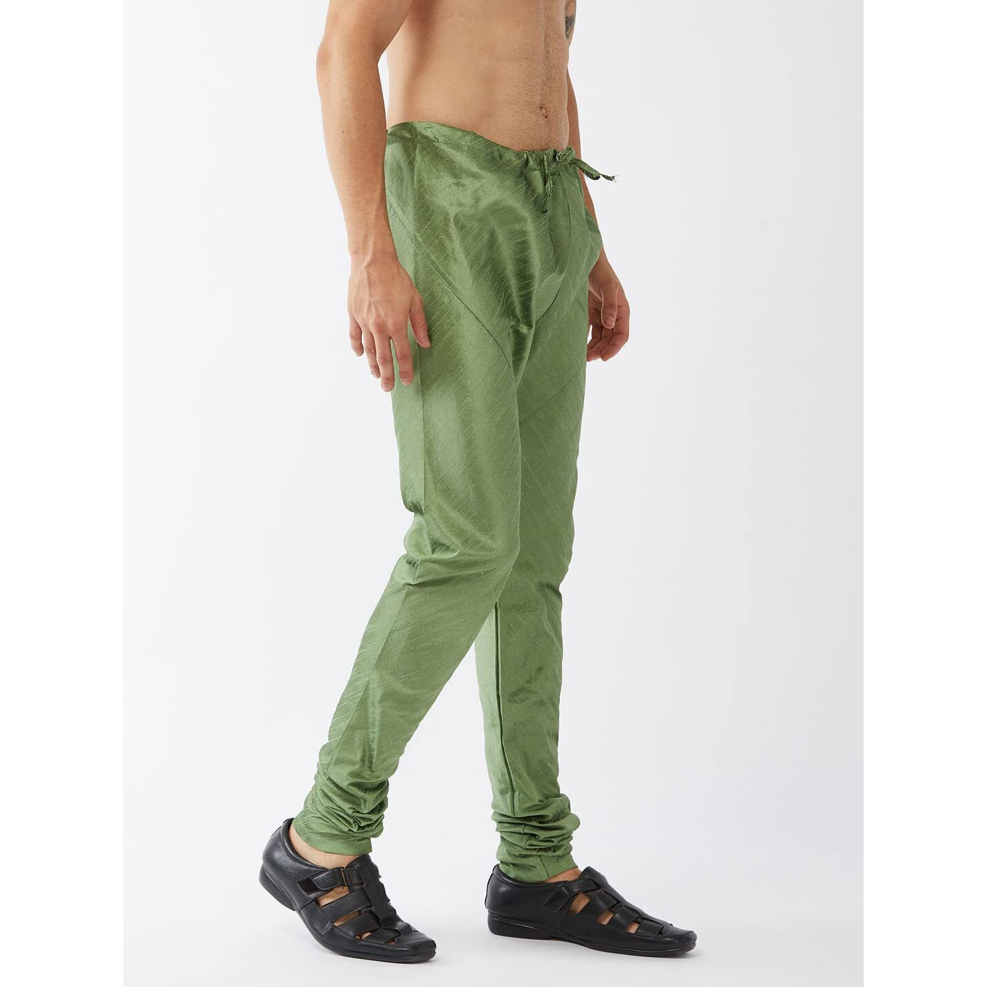 VASTRAMAY Men's Light Green Silk Blend Pyjama-VASMPMG_42