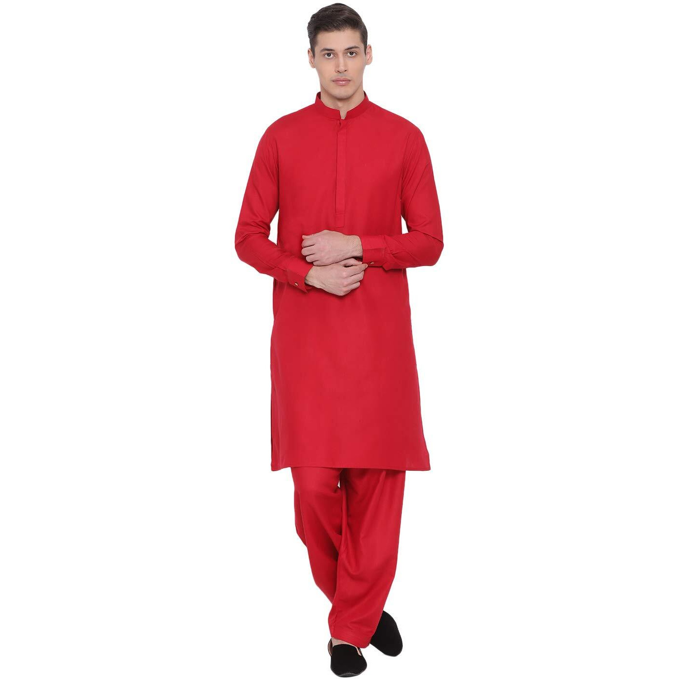 VASTRAMAY Men's Maroon Cotton Blend Kurta Pyjama Set_VASMK096MAnP_40