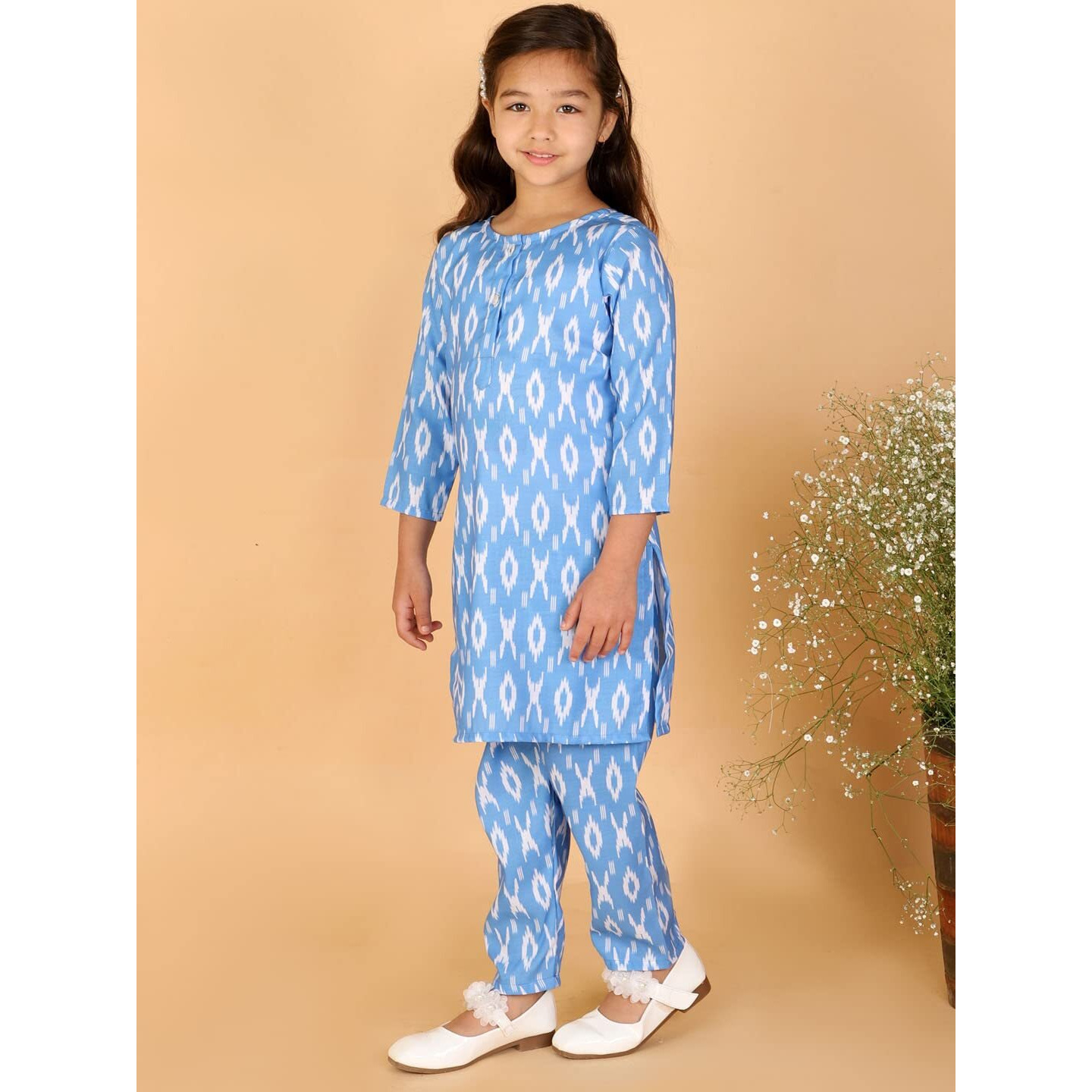 VASTRAMAY Girls' Aqua Blue Kurta And Pant Set_VASGK068AQnP_32