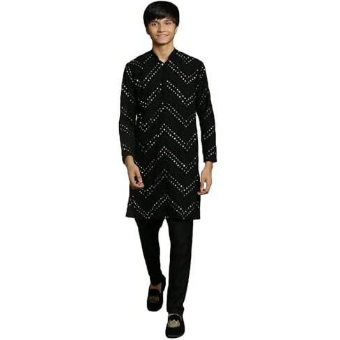 VASTRAMAY YUVA Boys' Black Kurta Pyjama Set_VYUVBK133BLnVPBL_36