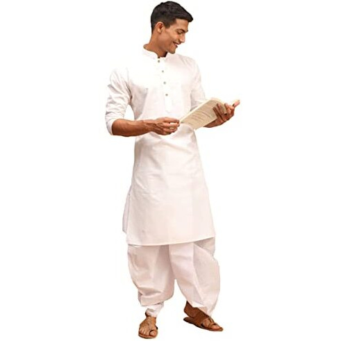 VASTRAMAY Men's Purple and White Cotton Blend Kurta And Dhoti Set || Elegance for Holi & Eid Celebration_VASMK007WHnDT015WH_40