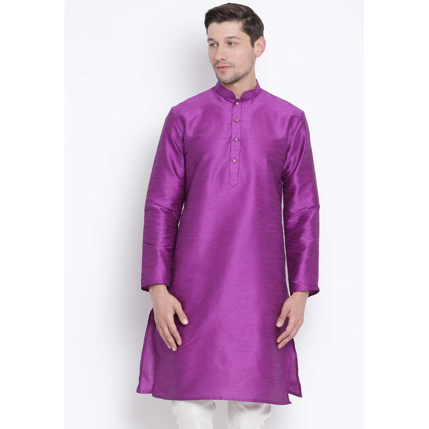 VASTRAMAY Men's Cotton Silk Blend Kurta-New Purple