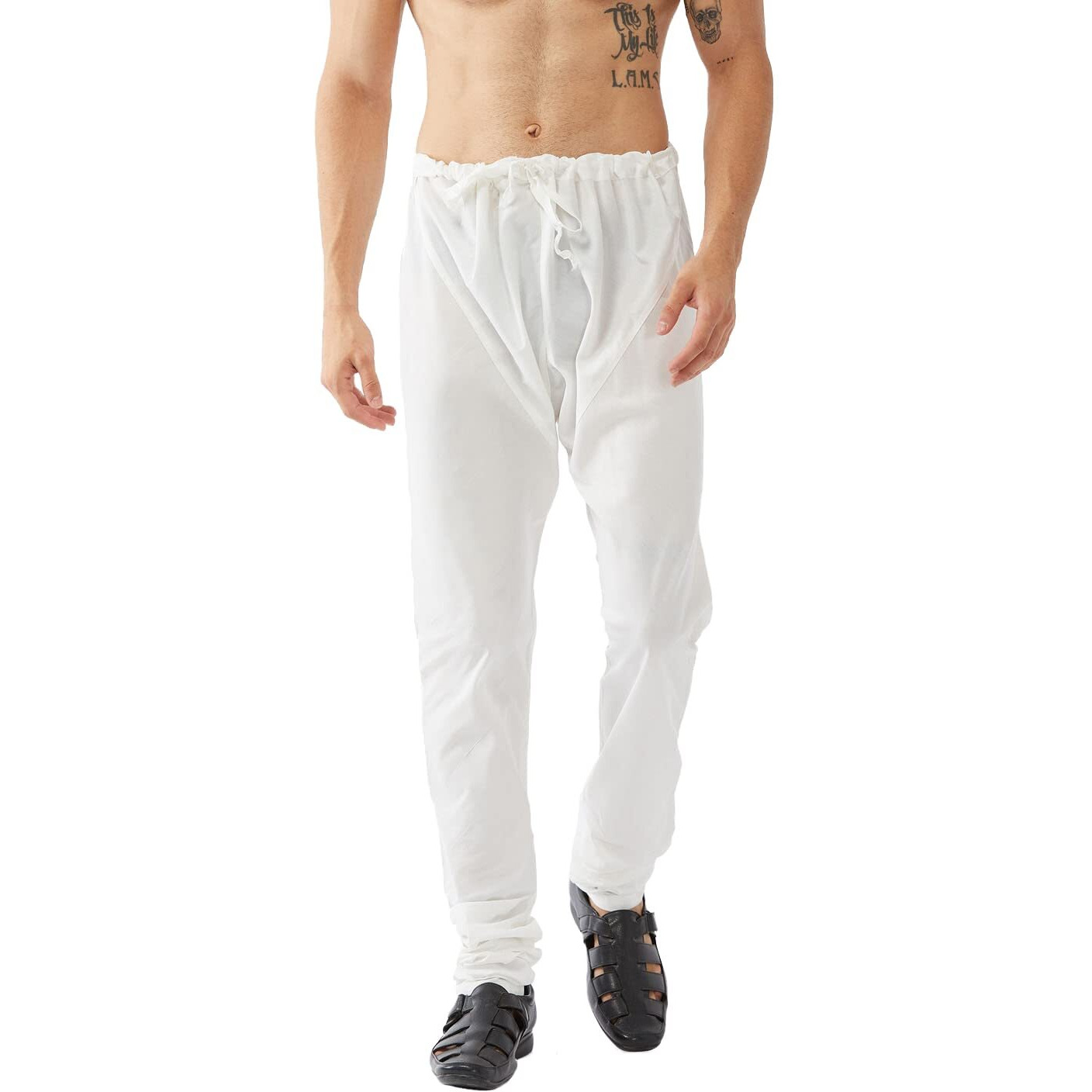 VASTRAMAY Men's White Cotton Blend Pyjama_VASMPLBWH_36
