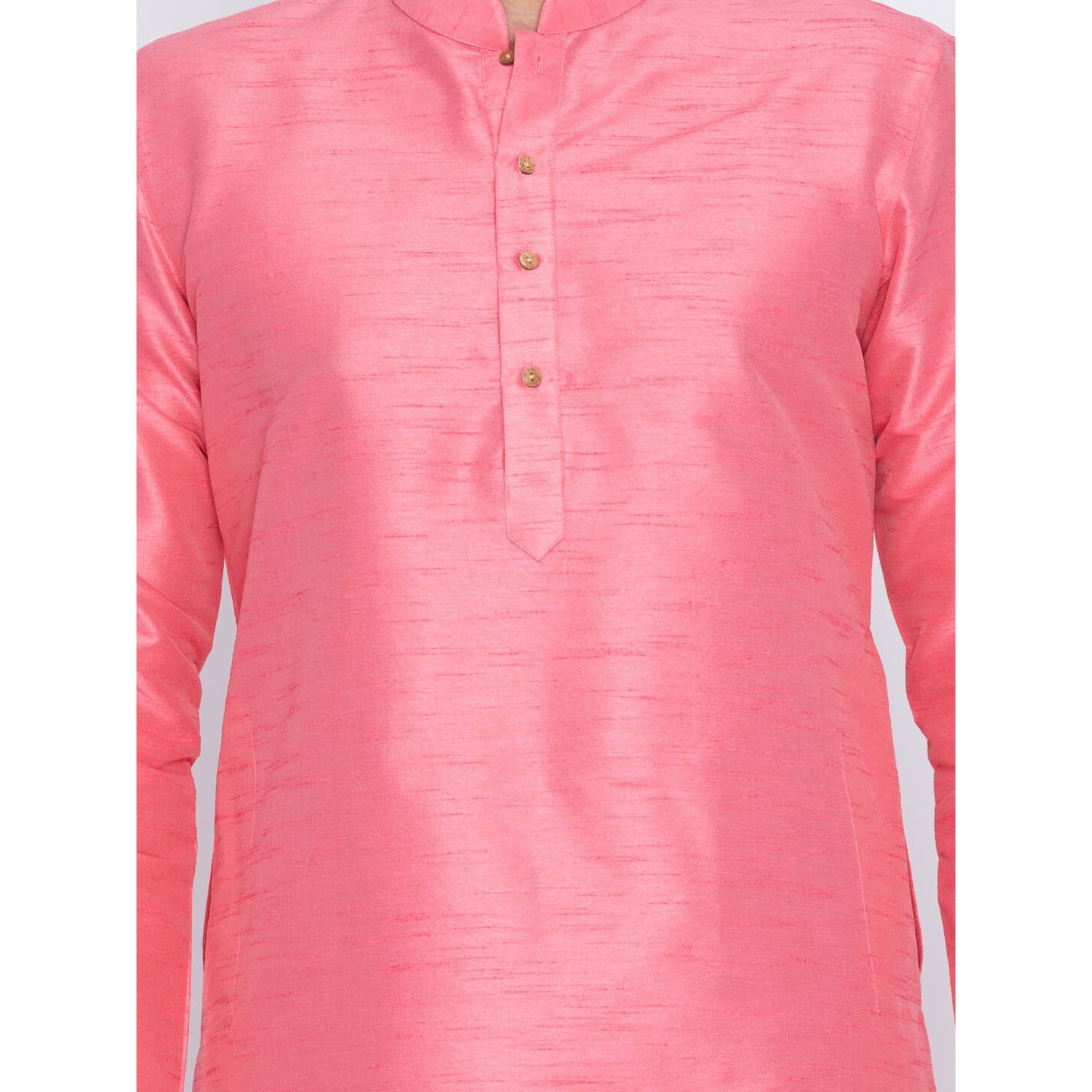 VASTRAMAY Men's Cotton Silk Blend Kurta-New Pink