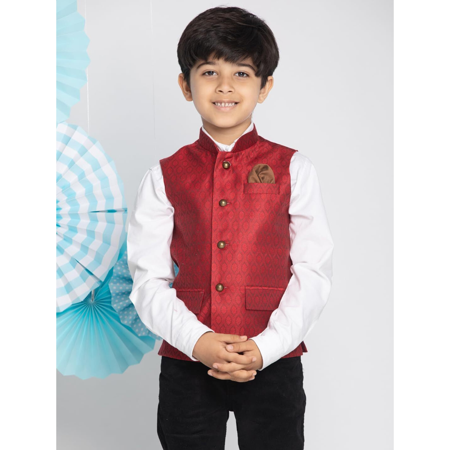 VASTRAMAY Boys' Maroon Nehru Jacket_VASBJ105MA_36