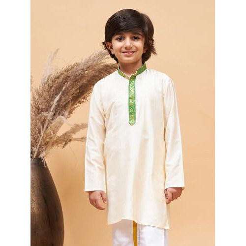 VASTRAMAY Boys' Cream Kurta_VASBK150GN_30