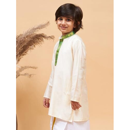 VASTRAMAY Boys' Cream Kurta_VASBK150GN_30