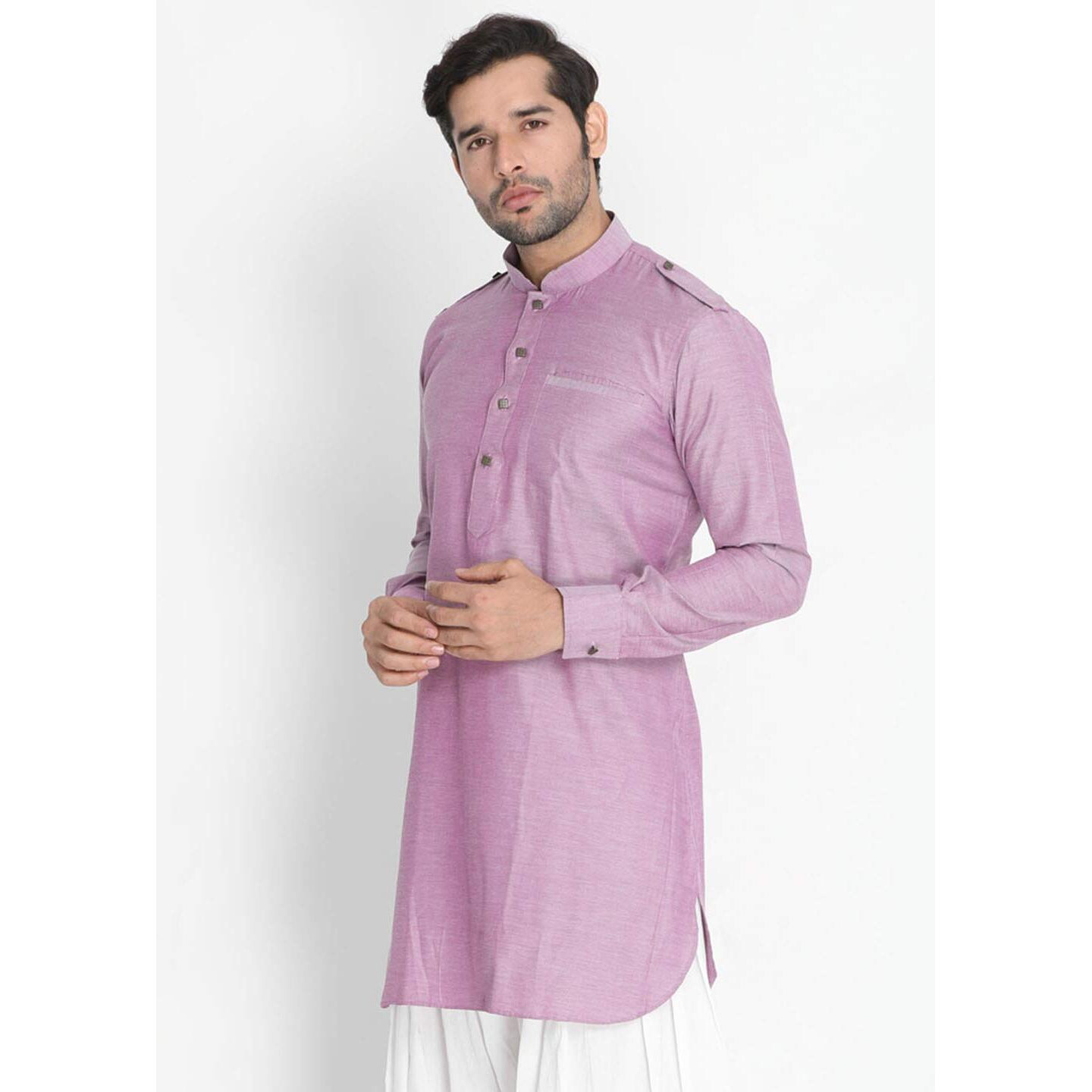 VASTRAMAY Men's Purple Cotton Kurta_VASMMK003PU_38