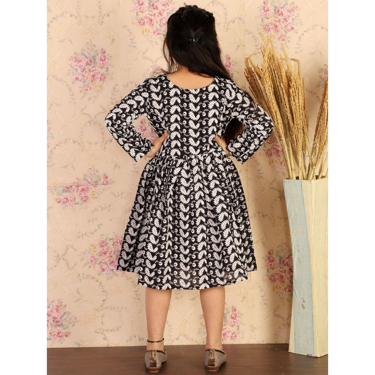 VASTRAMAY Girls' Black Ethnic Dress_VASGK094BL_22