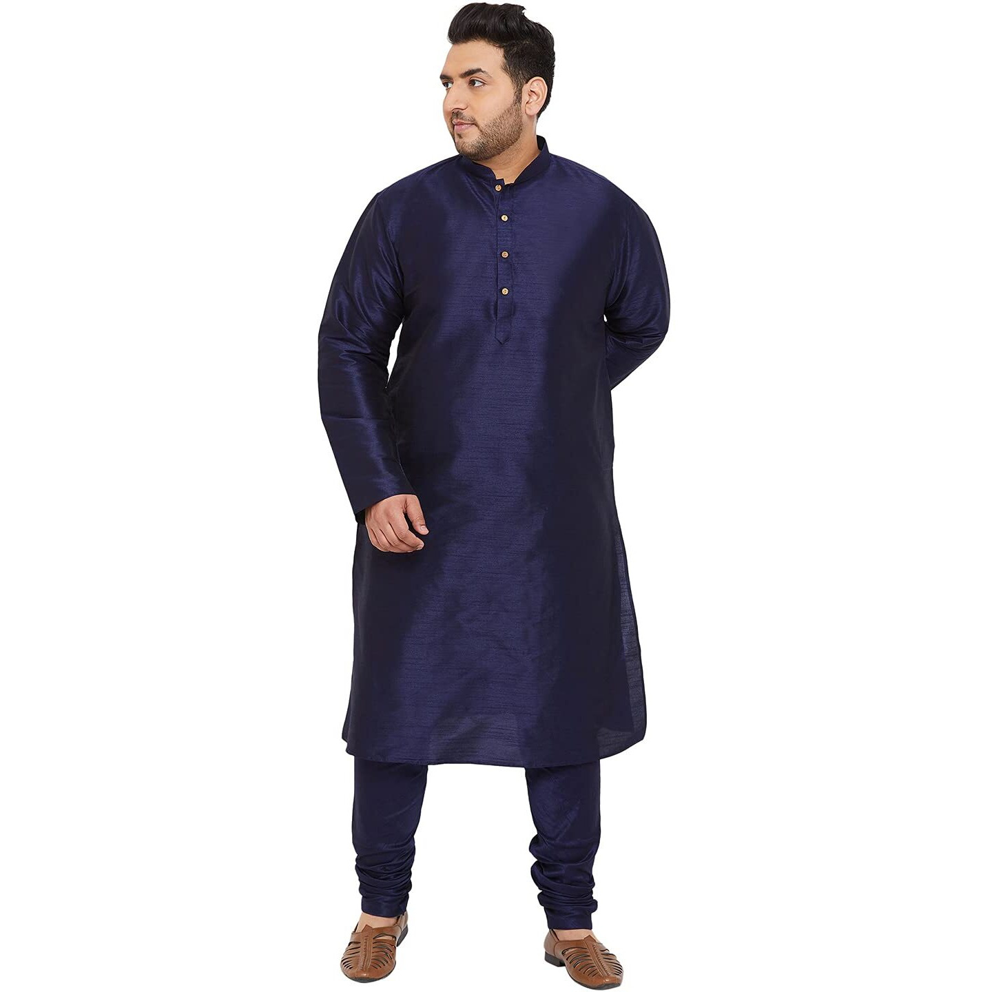 VASTRAMAY Plus Size Men's Aqua Blue Silk Blend Kurta (VPlus SizeMK001AQ_44)