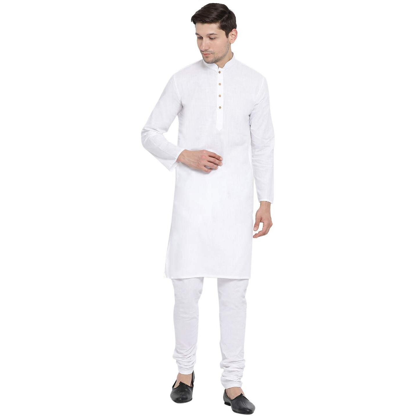 VASTRAMAY Men's White Cotton Kurta and Pyjama Set_VASMK007WHnPCWH_44