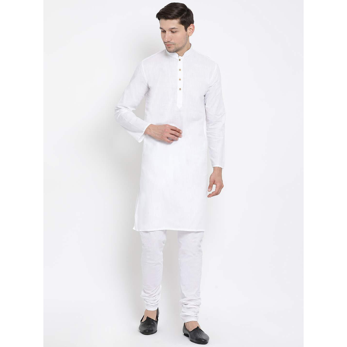 VASTRAMAY Men's White Cotton Kurta and Pyjama Set_VASMK007WHnPCWH_44
