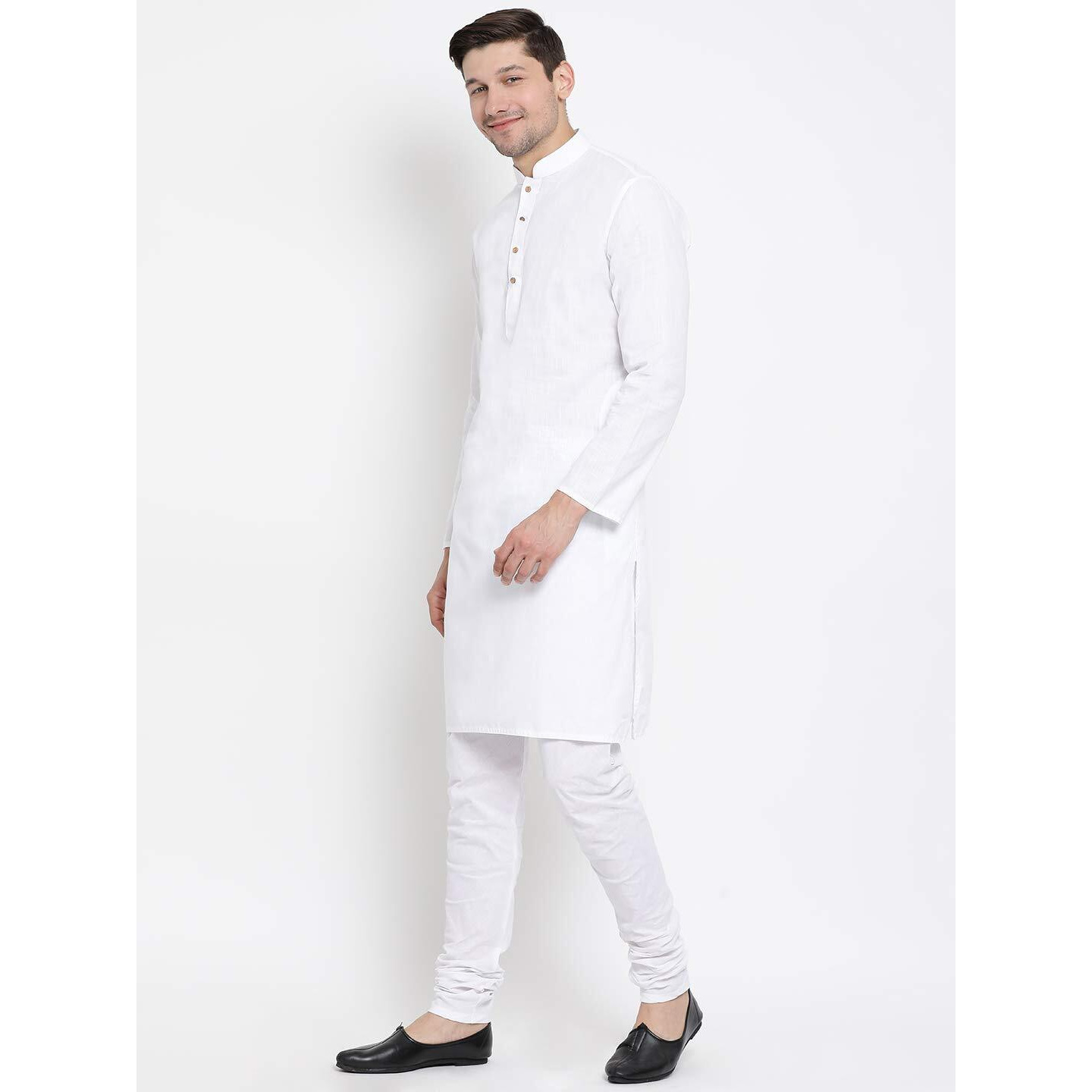 VASTRAMAY Men's White Cotton Kurta and Pyjama Set_VASMK007WHnPCWH_44