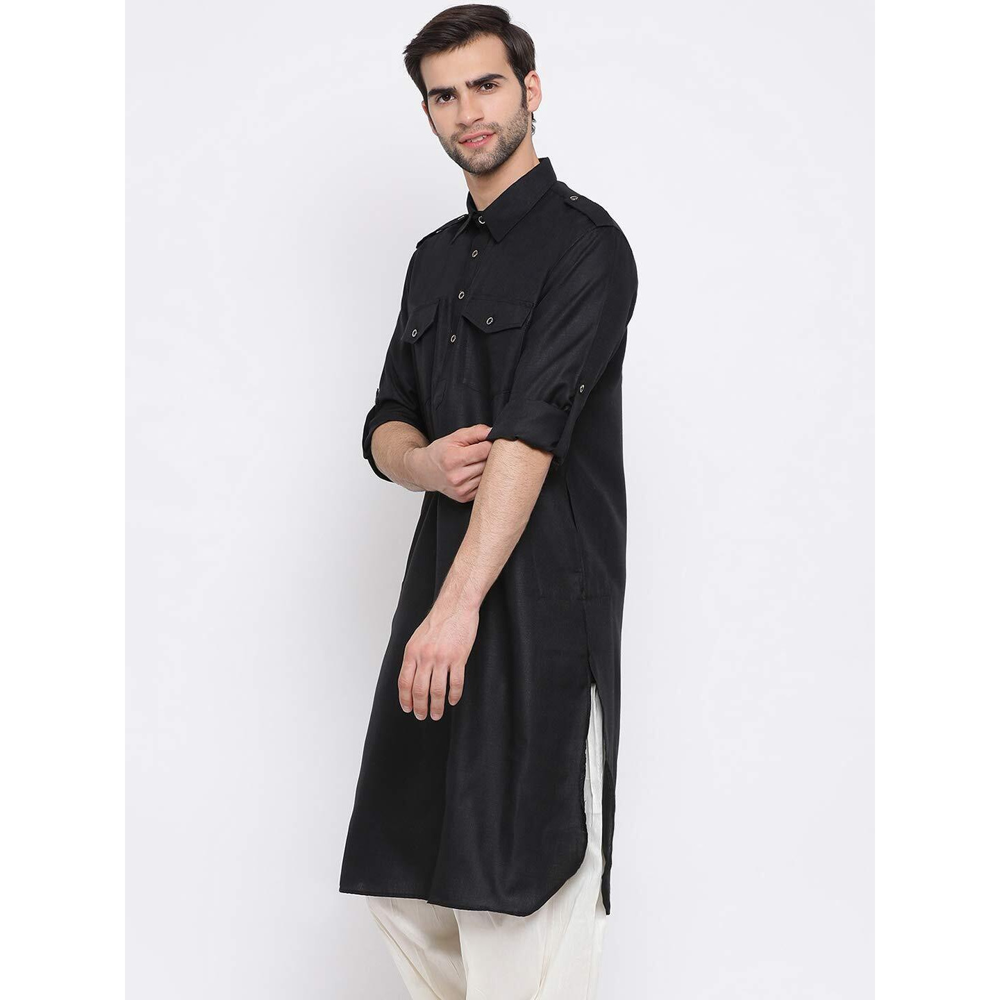VASTRAMAY VM Mens Cotton Blend Mustard Kurta - Elegance for Festivals & Ethnic Events