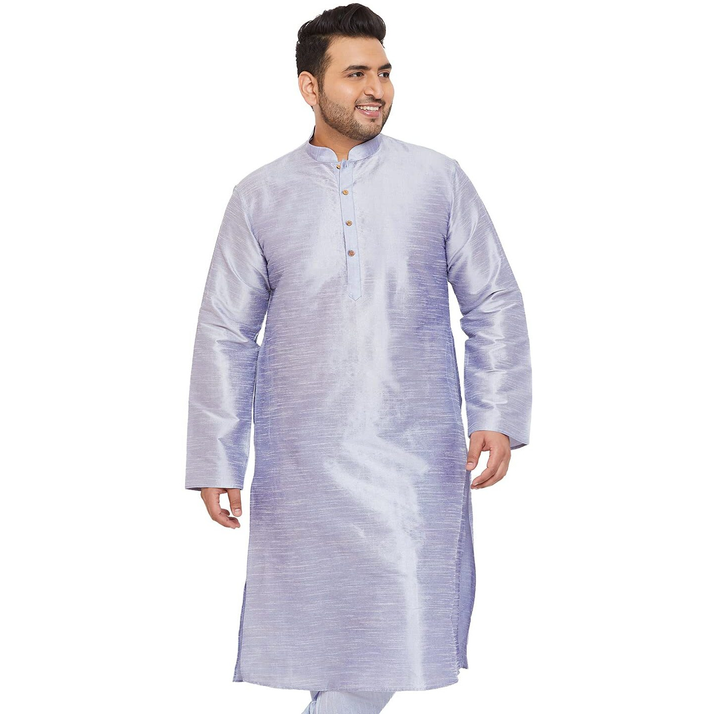 VASTRAMAY Plus Men's Lavender Blue Silk Blend Kurta (VPLUSMK001HA_54)