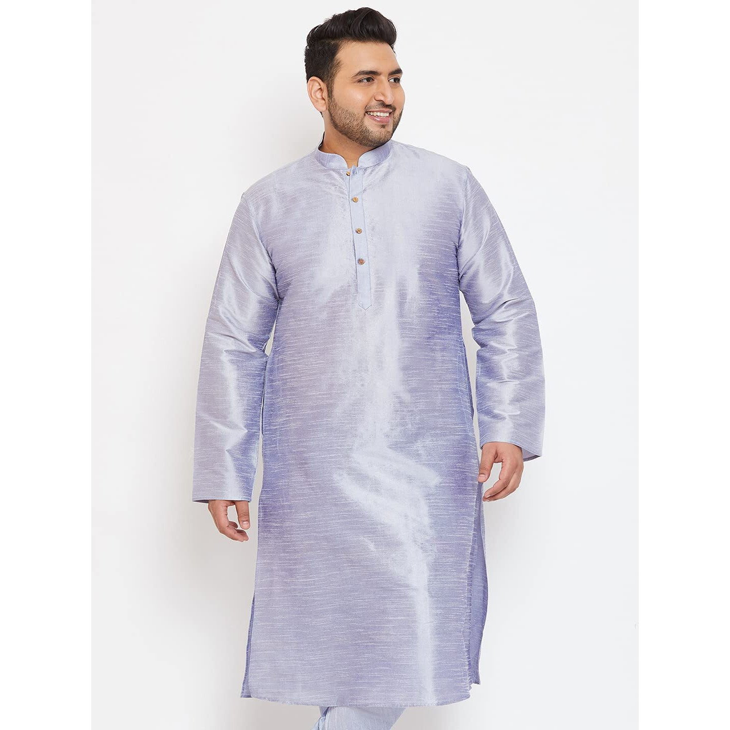 VASTRAMAY Plus Men's Lavender Blue Silk Blend Kurta (VPLUSMK001HA_54)