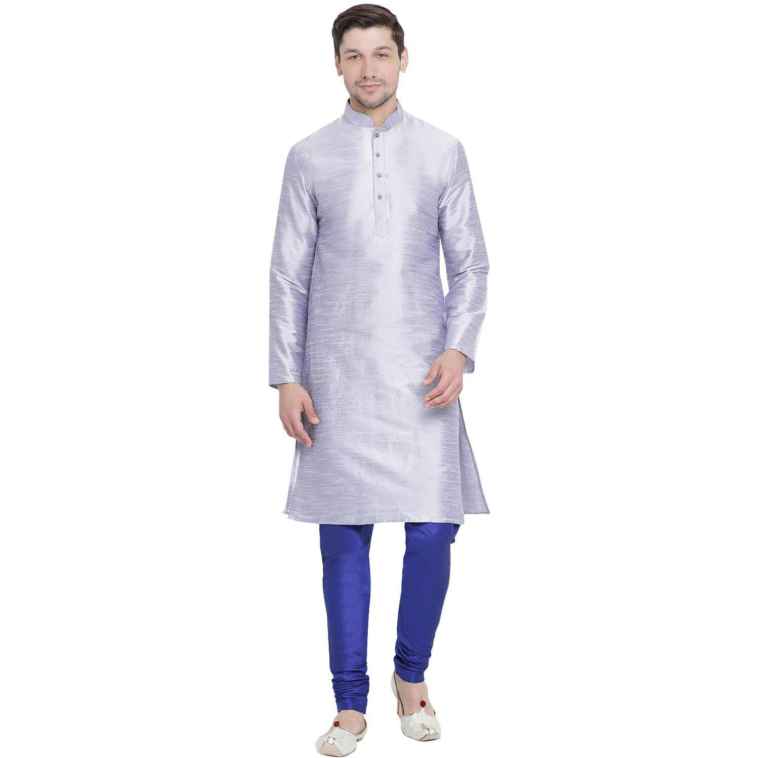 VASTRAMAY Men's Hawa Cotton Silk Blend Kurta and Pyjama Set_VASMKHA001nPBU_42