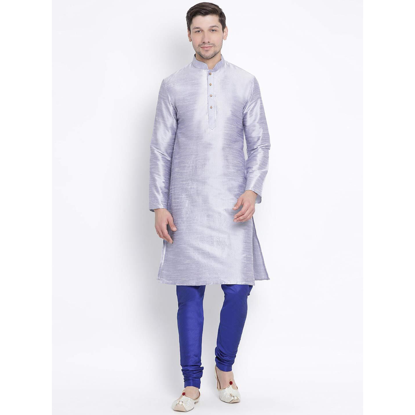 VASTRAMAY Men's Hawa Cotton Silk Blend Kurta and Pyjama Set_VASMKHA001nPBU_42