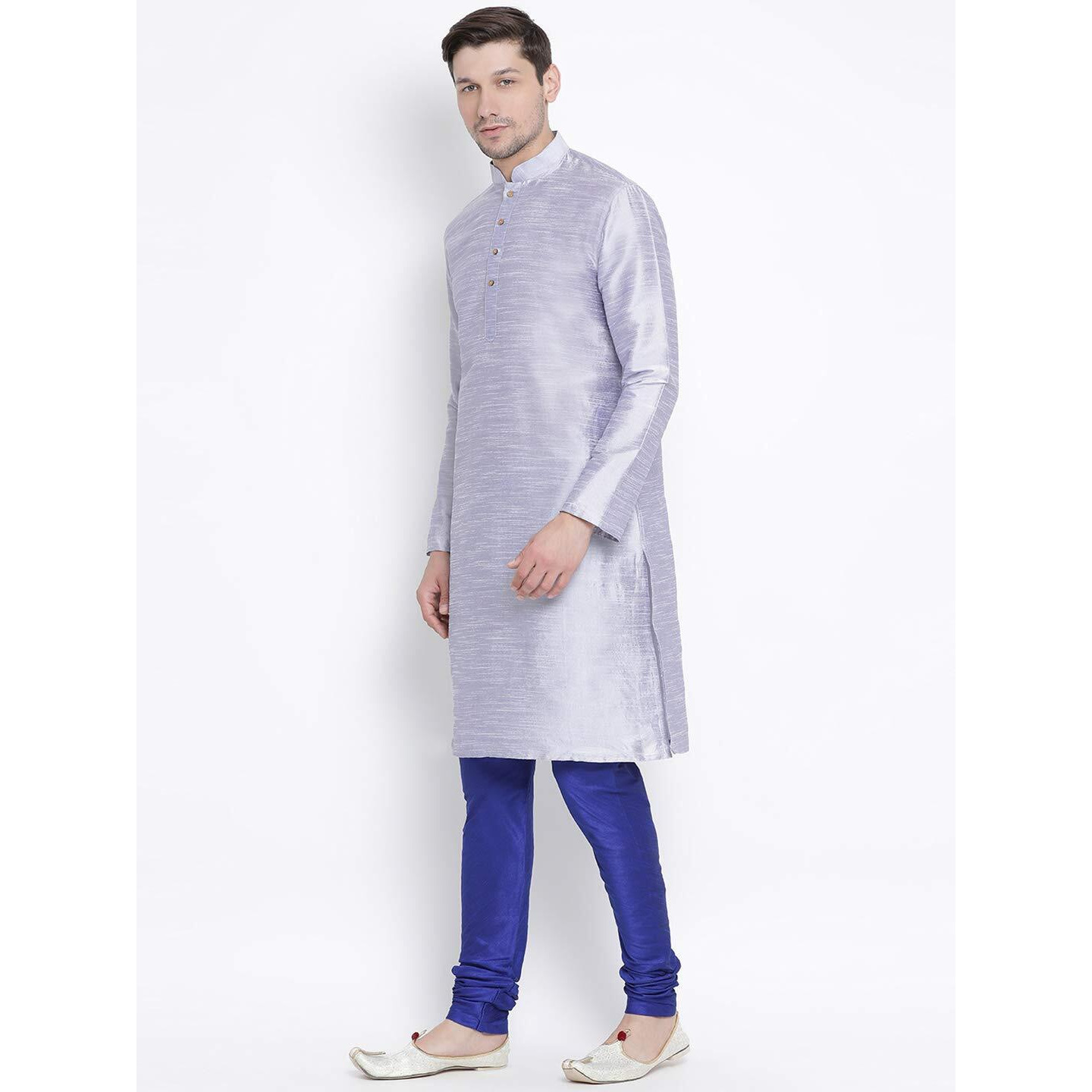 VASTRAMAY Men's Hawa Cotton Silk Blend Kurta and Pyjama Set_VASMKHA001nPBU_42