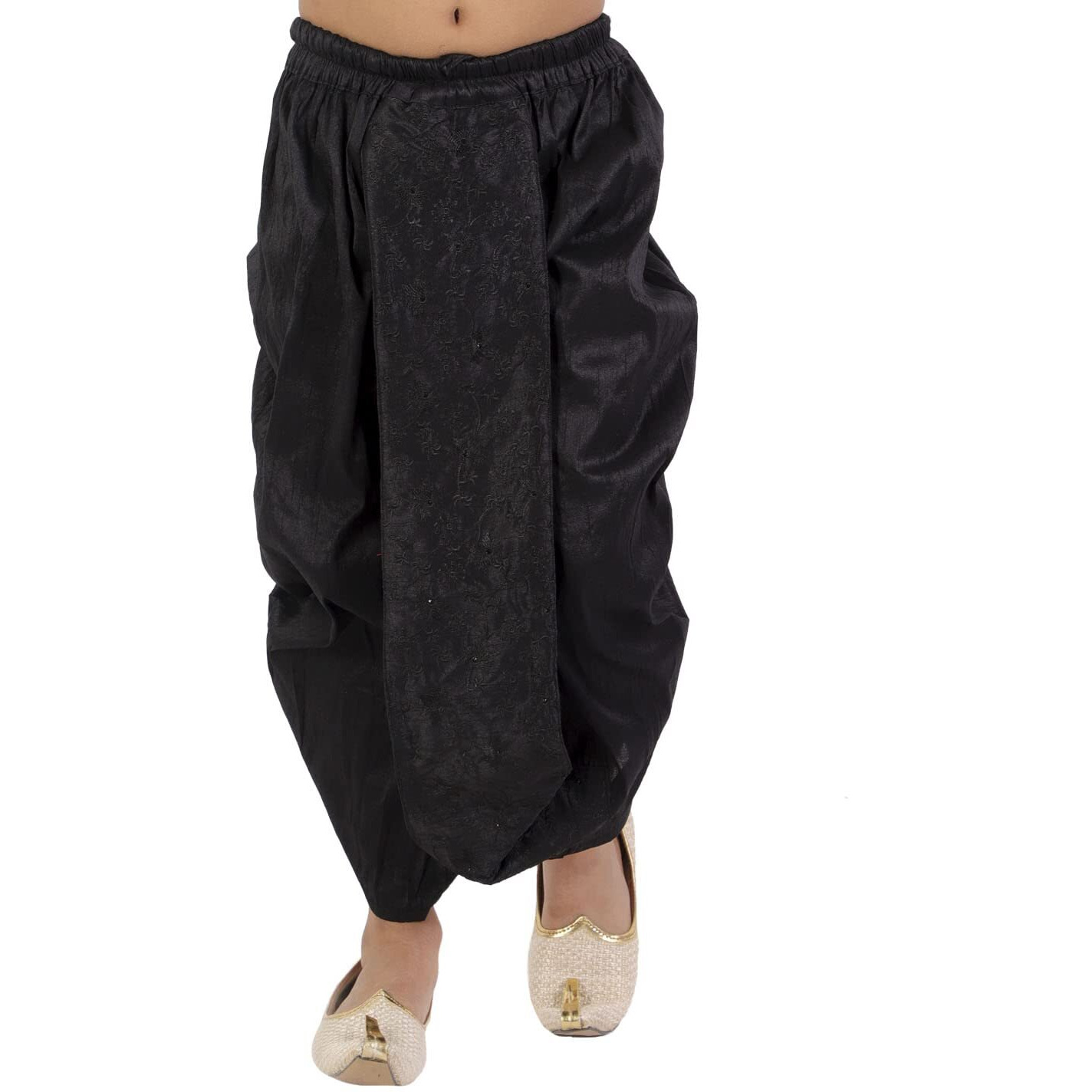 VASTRAMAY Boys' Black Traditional Embroidered Dhoti_VASBDT008BL_32