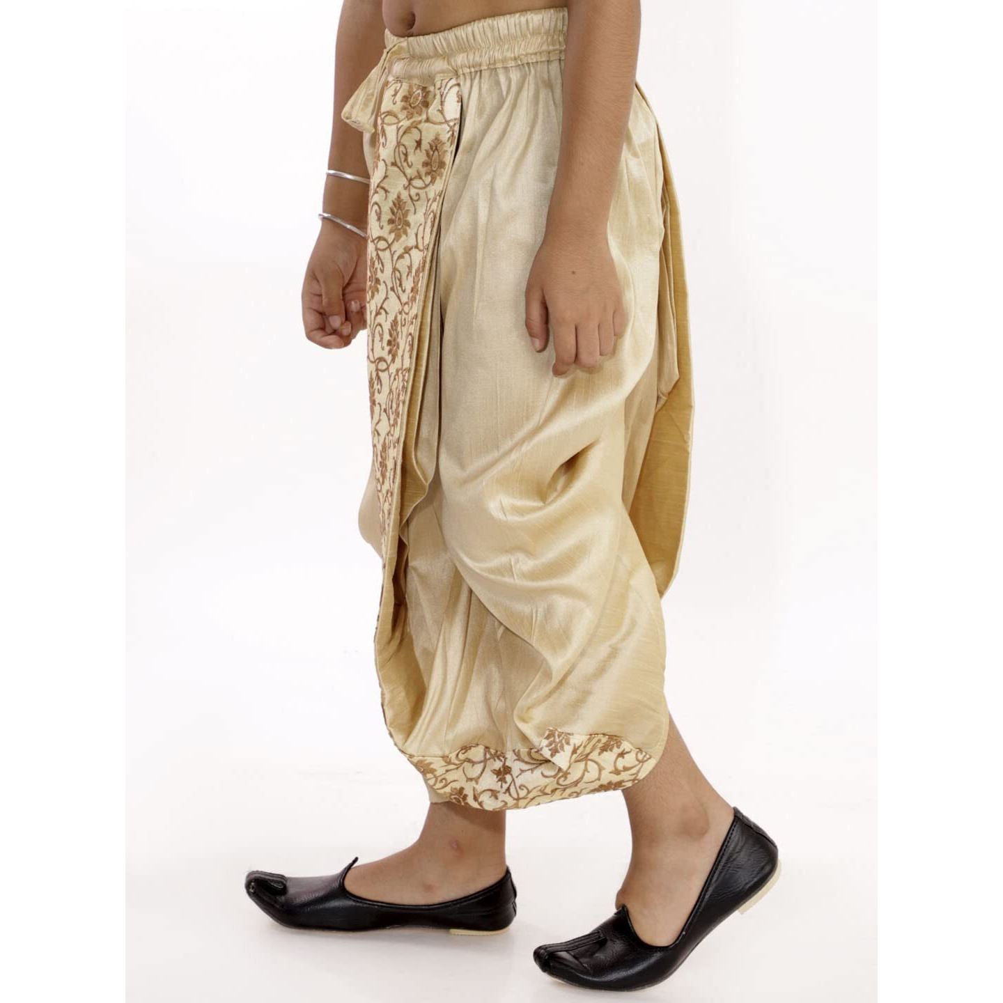 VASTRAMAY Boys' Gold Traditional Embroidered Dhoti_VASBDT006GO_22