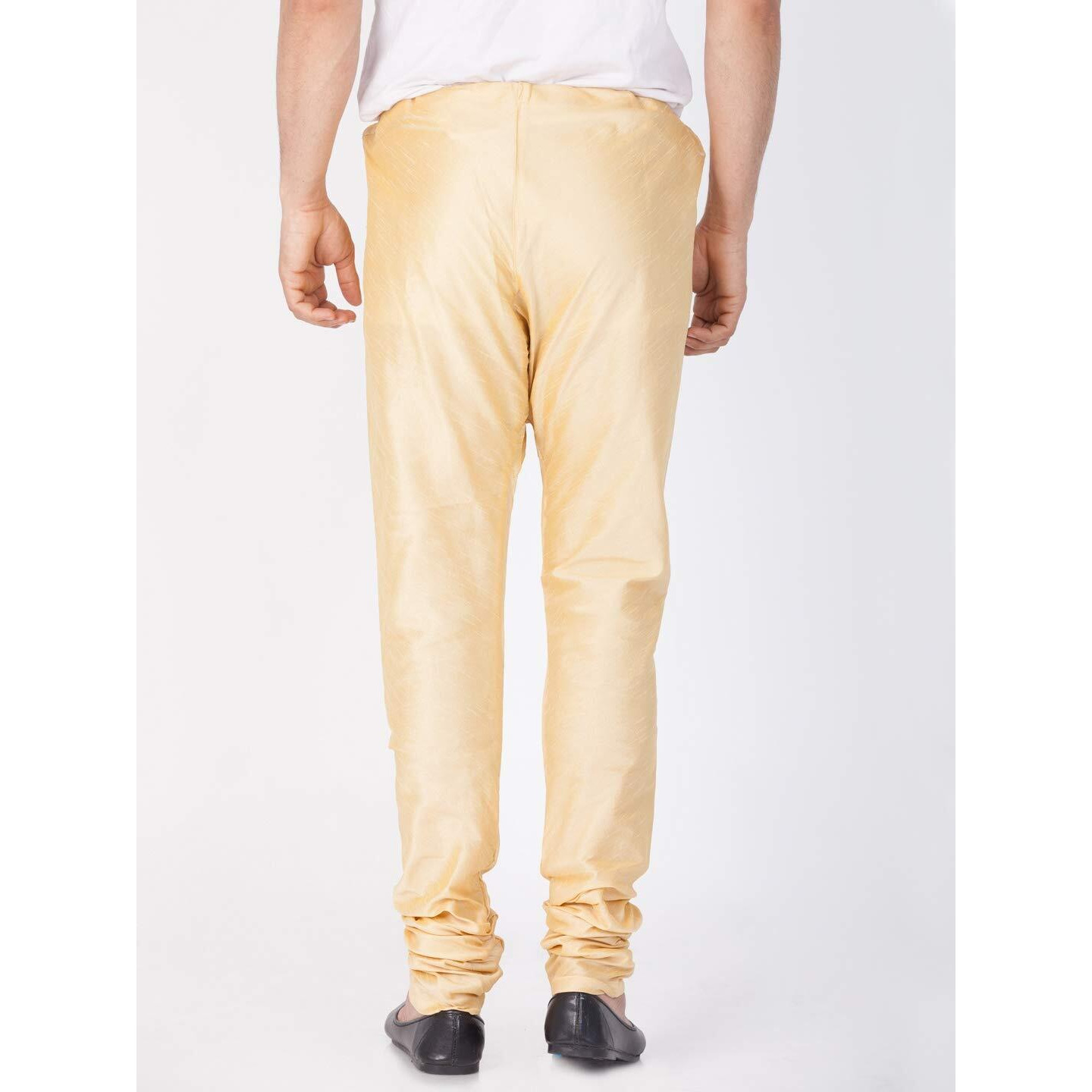 VASTRAMAY Men's Gold and Cream Cotton And Silk Pyjama Combo (VASMPGOnMPLBCR_36)