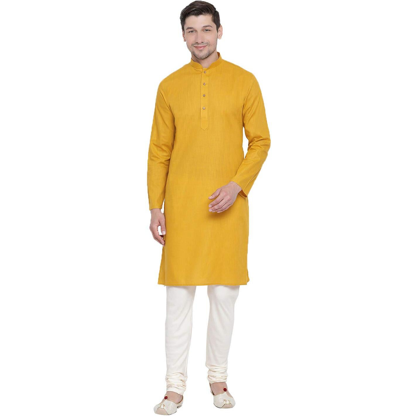 VASTRAMAY Soft Comfortable Linen Cotton Solid Kurta & Churidar Pyjama Set - Perfect Fit for All Body Types, Ideal For Ethnic & Festive Occasions Celebrations
