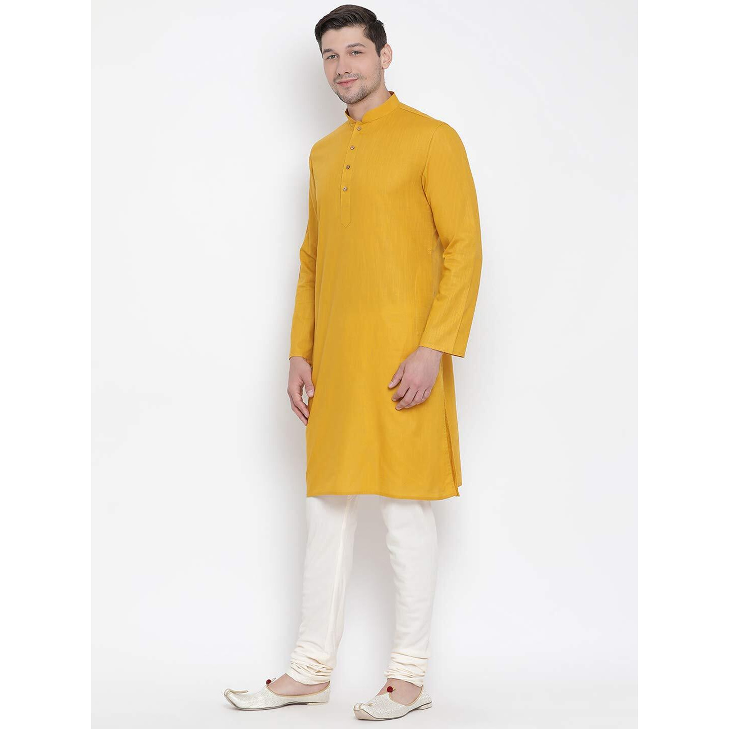 VASTRAMAY Soft Comfortable Linen Cotton Solid Kurta & Churidar Pyjama Set - Perfect Fit for All Body Types, Ideal For Ethnic & Festive Occasions Celebrations