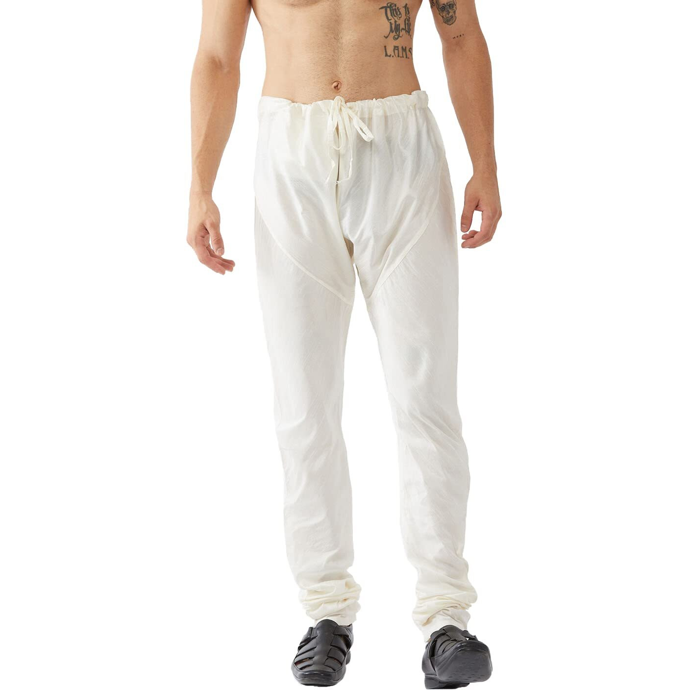 VASTRAMAY Men's Cream Silk Blend Pyjama-VASMPCR_42