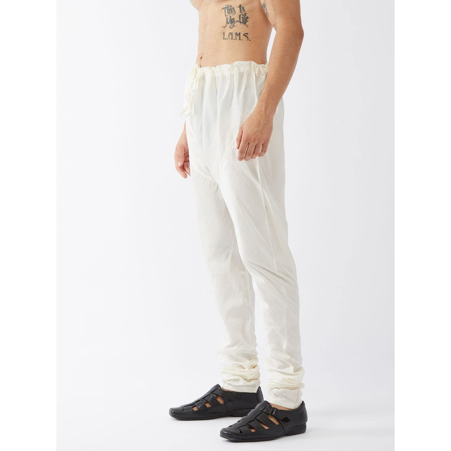 VASTRAMAY Men's Cream Silk Blend Pyjama-VASMPCR_42