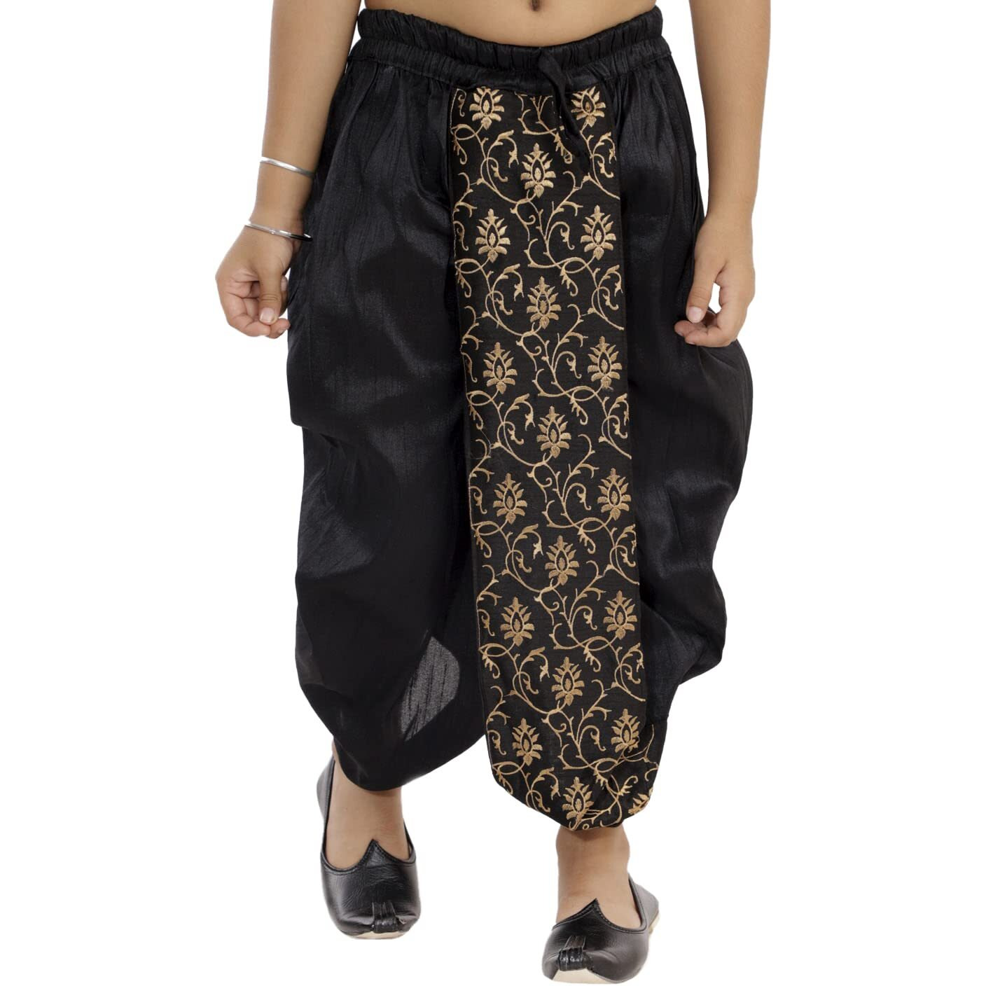 VASTRAMAY Boys' Black Traditional Embroidered Dhoti_VASBDT006BL_32