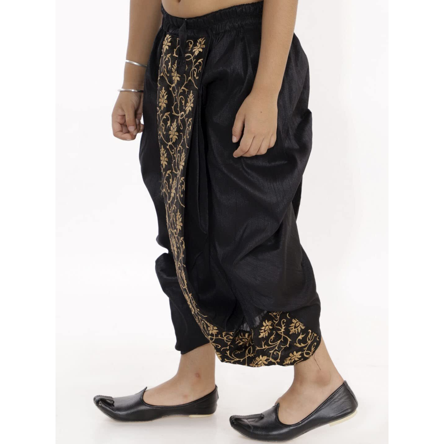 VASTRAMAY Boys' Black Traditional Embroidered Dhoti_VASBDT006BL_32