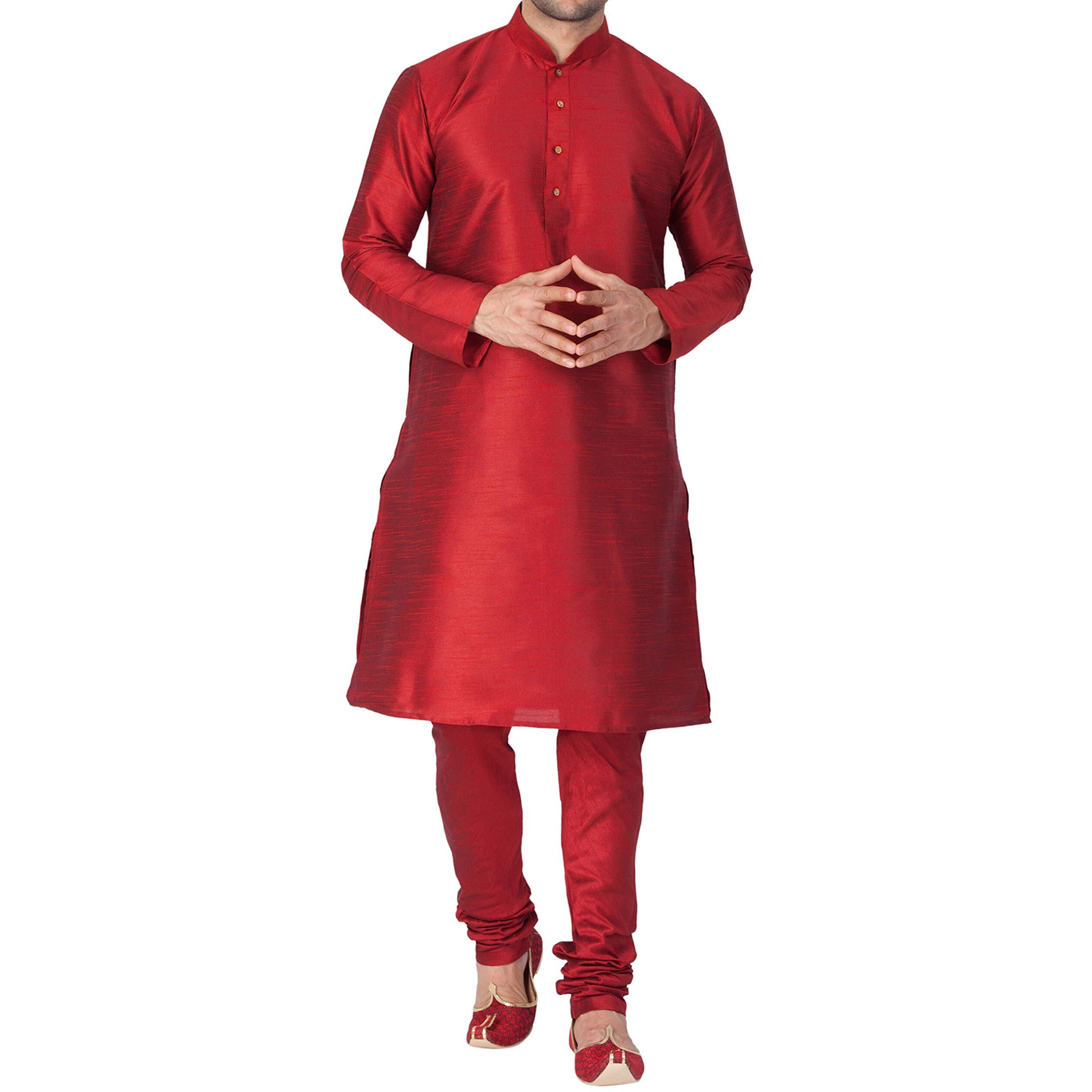 VASTRAMAY Mens Cotton Silk Regular (Maroon_VASMKMA001nPMA_46)