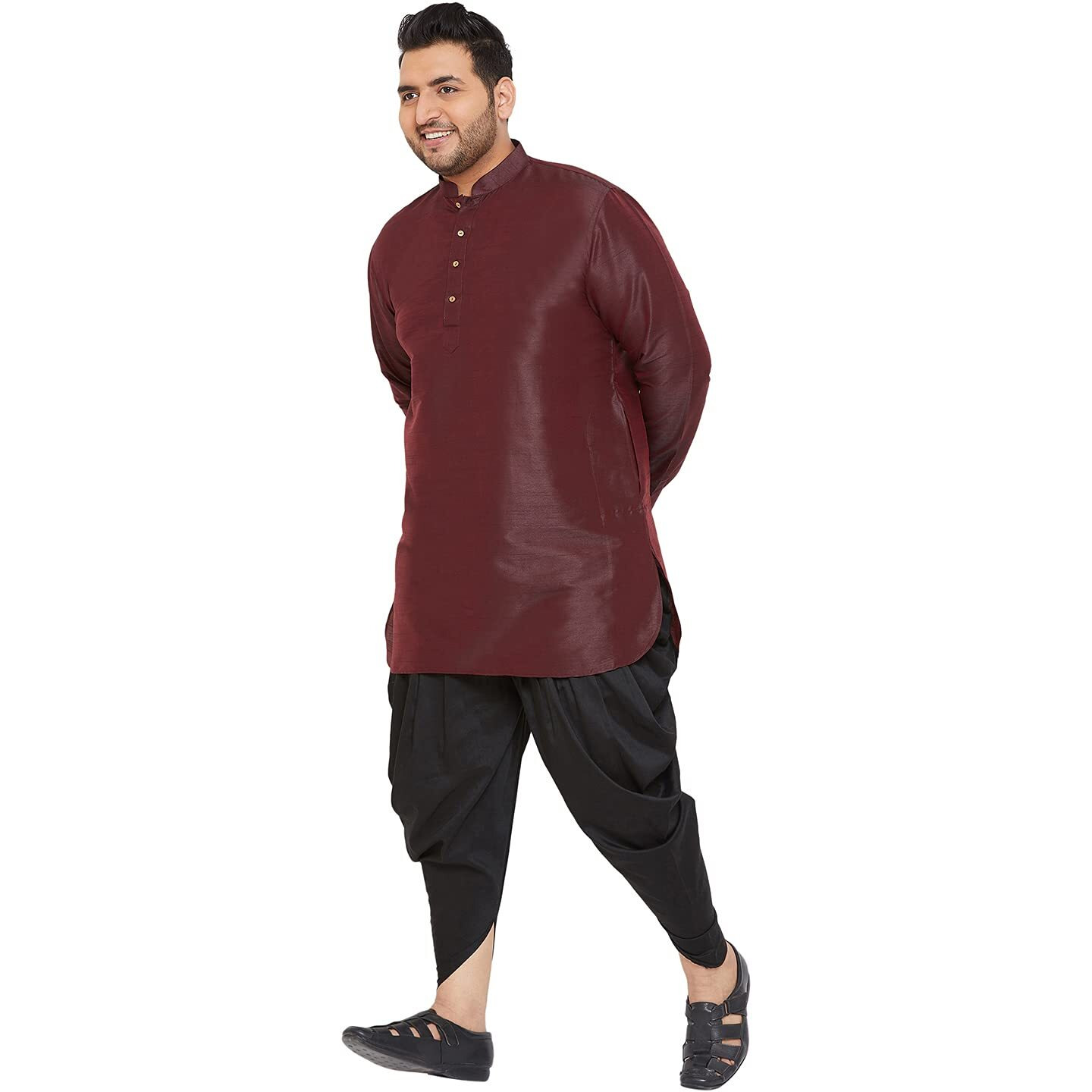 VASTRAMAY Plus Men's Aqua Blue Silk Blend Kurta (VPLUSMK001AQ_44)
