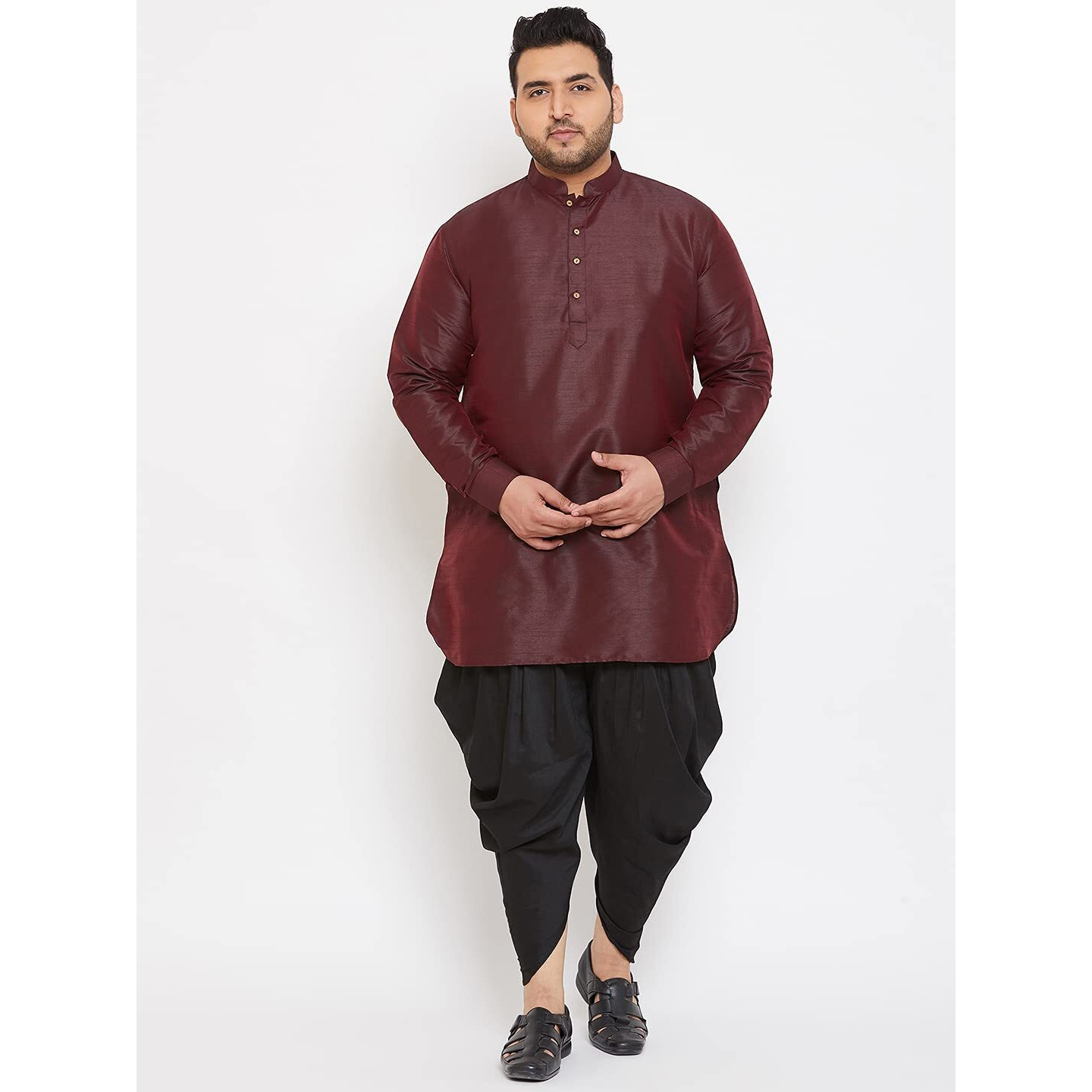 VASTRAMAY Plus Men's Aqua Blue Silk Blend Kurta (VPLUSMK001AQ_44)
