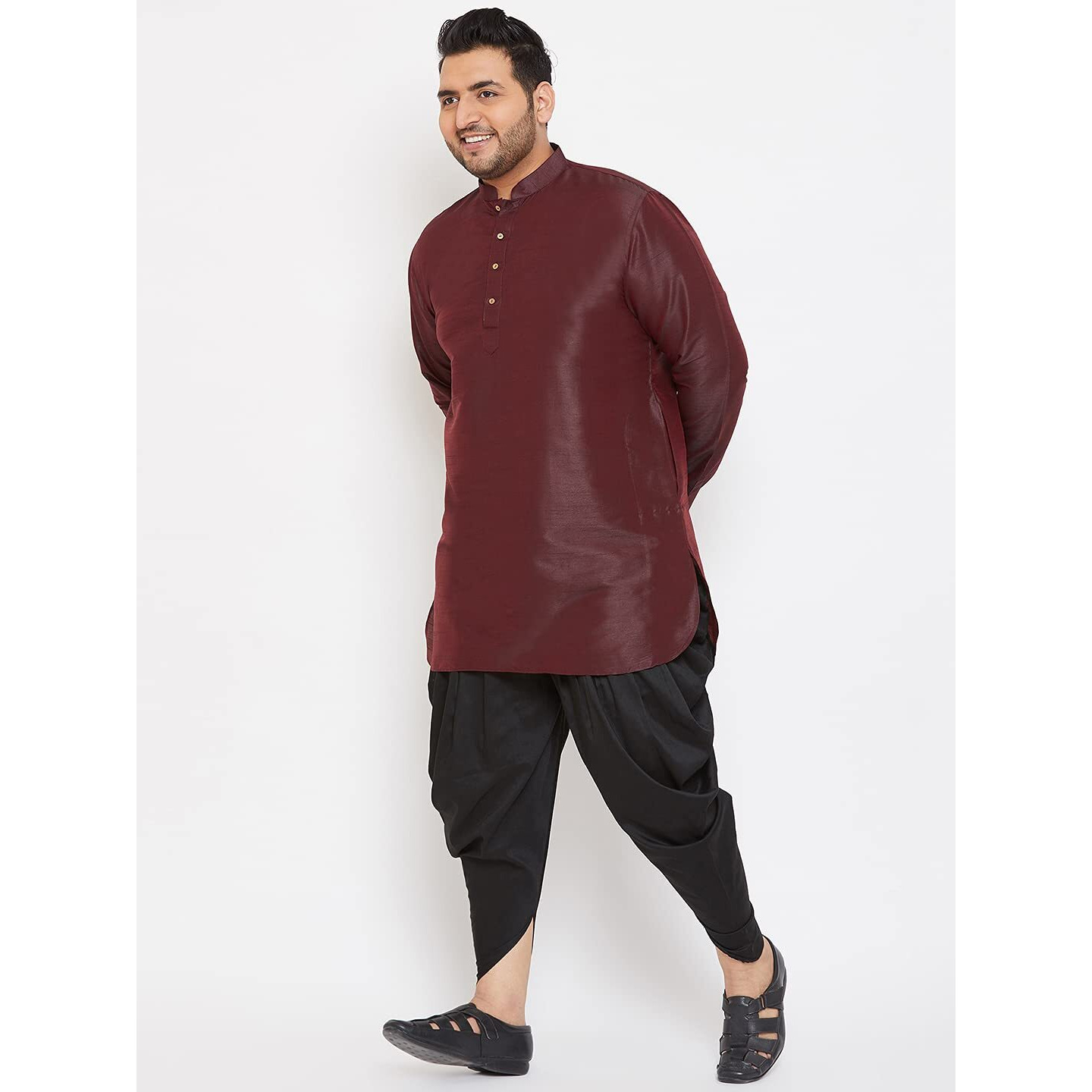 VASTRAMAY Plus Men's Aqua Blue Silk Blend Kurta (VPLUSMK001AQ_44)