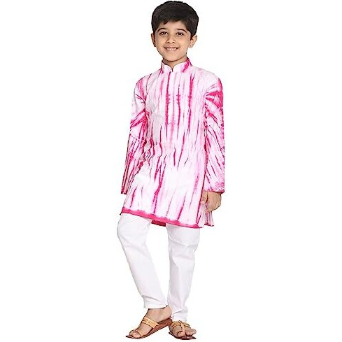 VASTRAMAY Boys' Pink And White Kurta Pyjama Set_VASBK129PNnPCWH_22