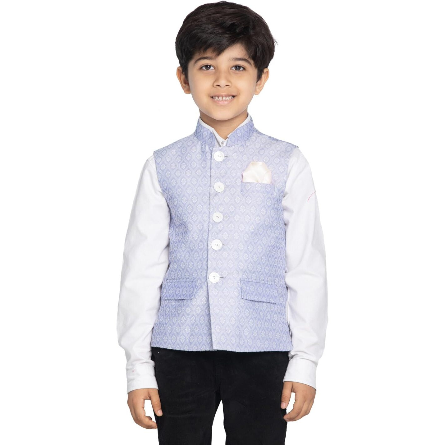 VASTRAMAY Boys' Light Blue Nehru Jacket_VASBJ105HW_28