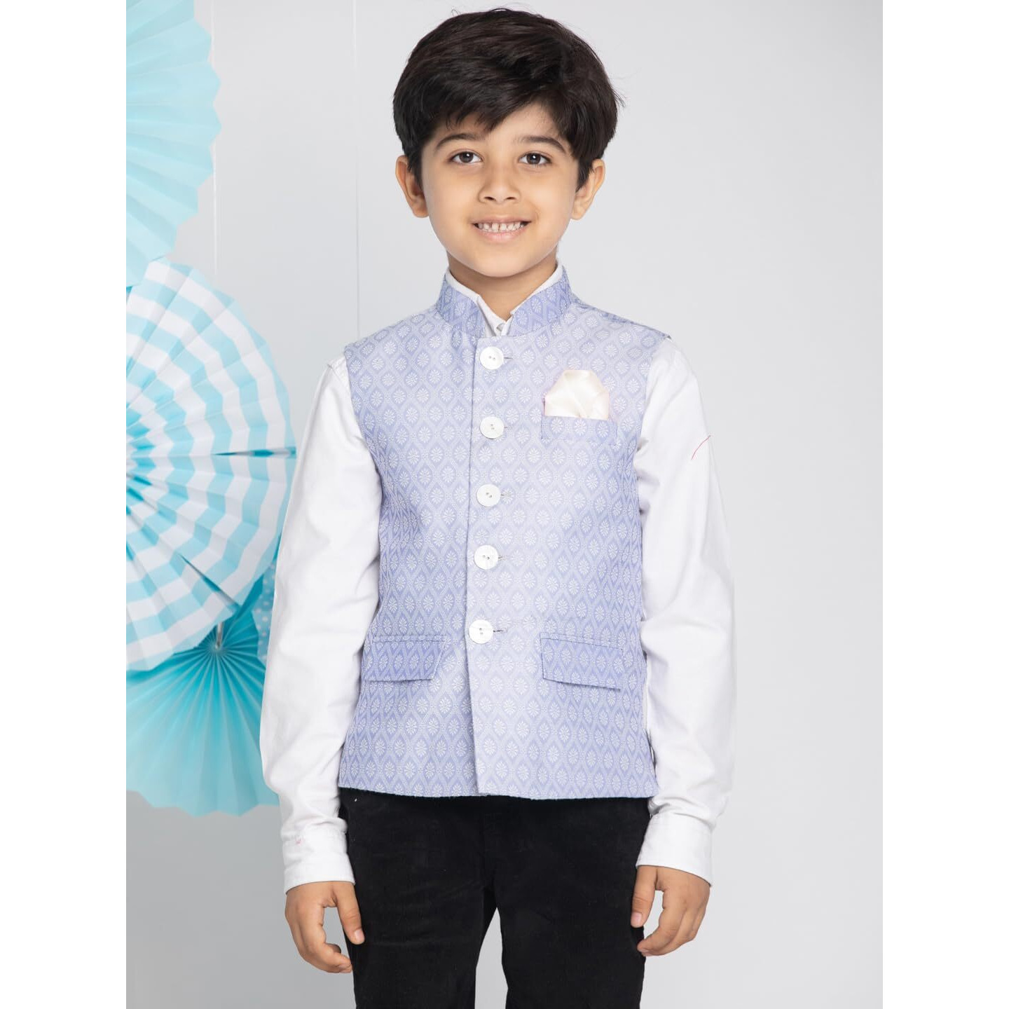 VASTRAMAY Boys' Light Blue Nehru Jacket_VASBJ105HW_28
