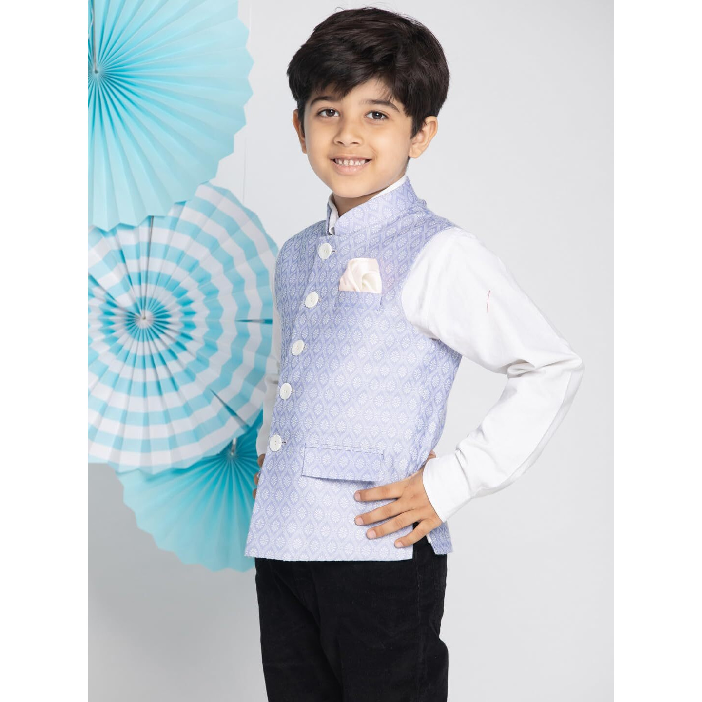 VASTRAMAY Boys' Light Blue Nehru Jacket_VASBJ105HW_28